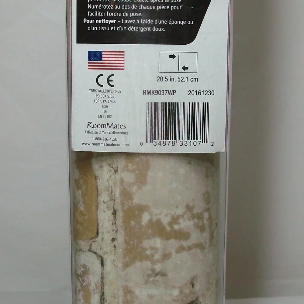 Roommates Décor Peel & Stick Wallpaper Tan Brick Pattern
